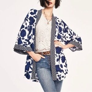 Cabi Botanical Kimono Blue and White Floral XS/S
